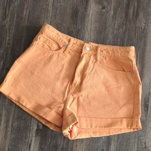 Orange Denim Highrise Women's Shorts